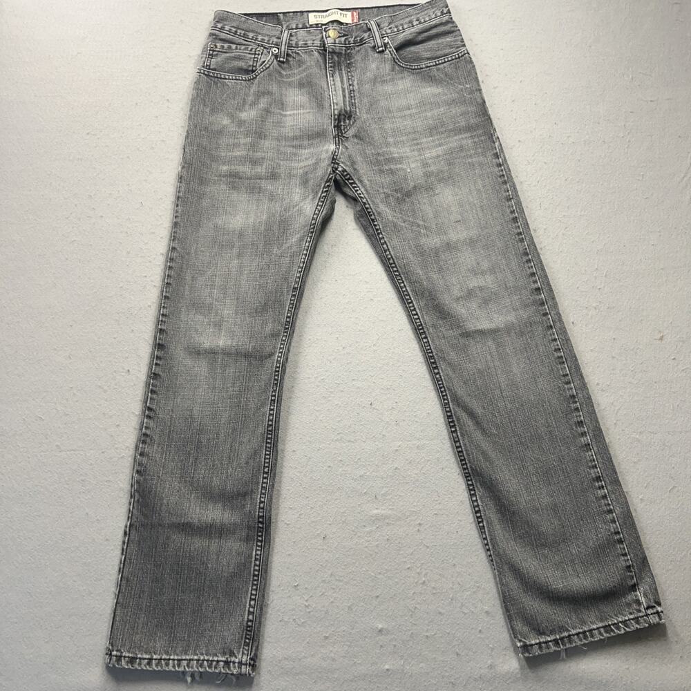 Levi’s 505 Grey Super Faded Straight Leg Jeans 31x32 Distressed Hem Skater VTG